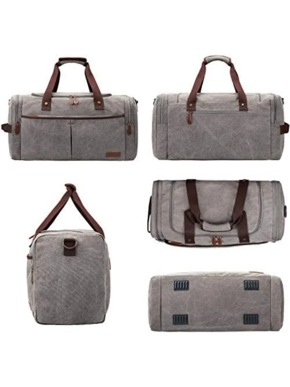 Expandable 65L Canvas Duffle Bag - Travel, Gym, Overnight Tote with Shoe